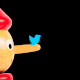 Animation of a Pinocchio figurine with growing nose and Twitter birds