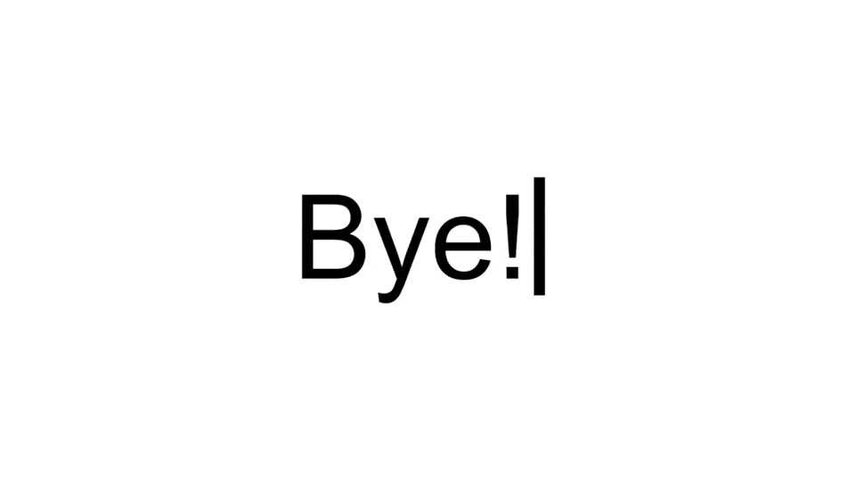 Animation of the word "Bye!" translated into different languages
