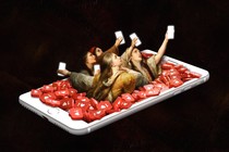 photo illustration of people reaching out from a phone