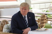 Donald Trump after arriving in France this weekend