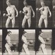 Still frames from black-and-white archival footage of two men, each lifting a barbell in their right hand