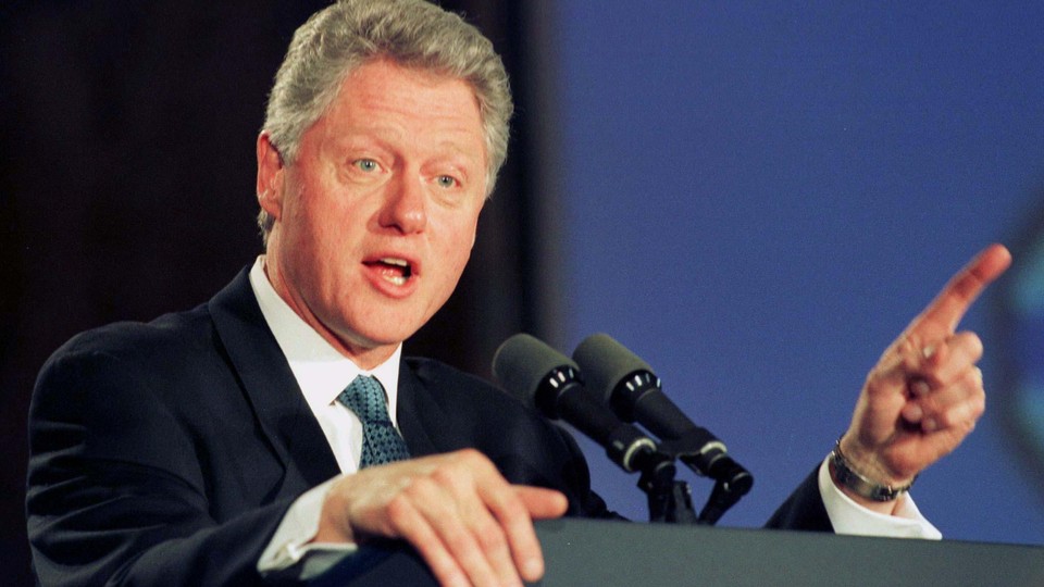 Former President Bill Clinton delivering an address