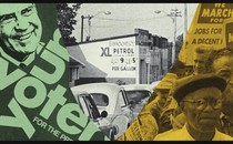 A collage of images relating to Richard Nixon, the 1970s oil crisis, and the Civil Rights movement