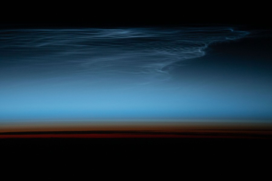 High, wispy clouds seen far above the Earth