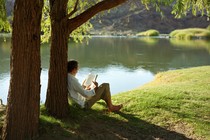 reading by the lake