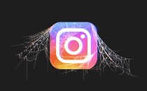 An illustration of the Instagram logo covered in cobwebs.