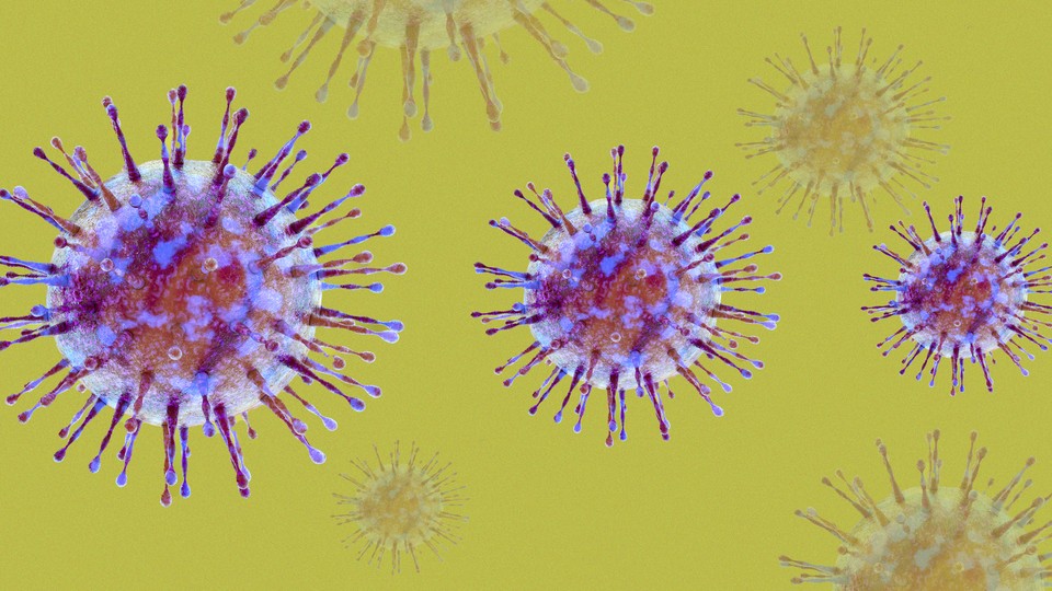Coronavirus particles with swabs protruding out