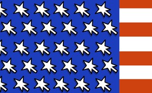 An American flag with stars as mouse cursors