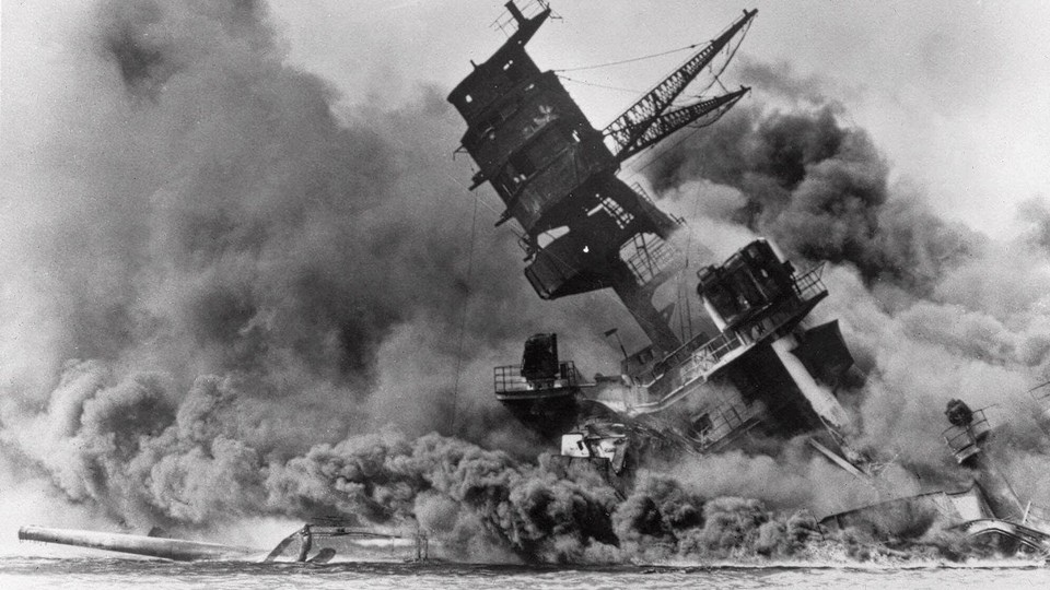 Ships being destroyed at Pearl Harbor