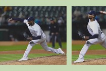 Domingo Germán of the Yankees throwing a pitch