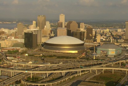 Aerial video of the Superdome in New Orleans