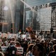 A photo of pro-Palestinian protesters at the DNC in Chicago.