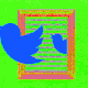 Twitter logos emerging from a frame