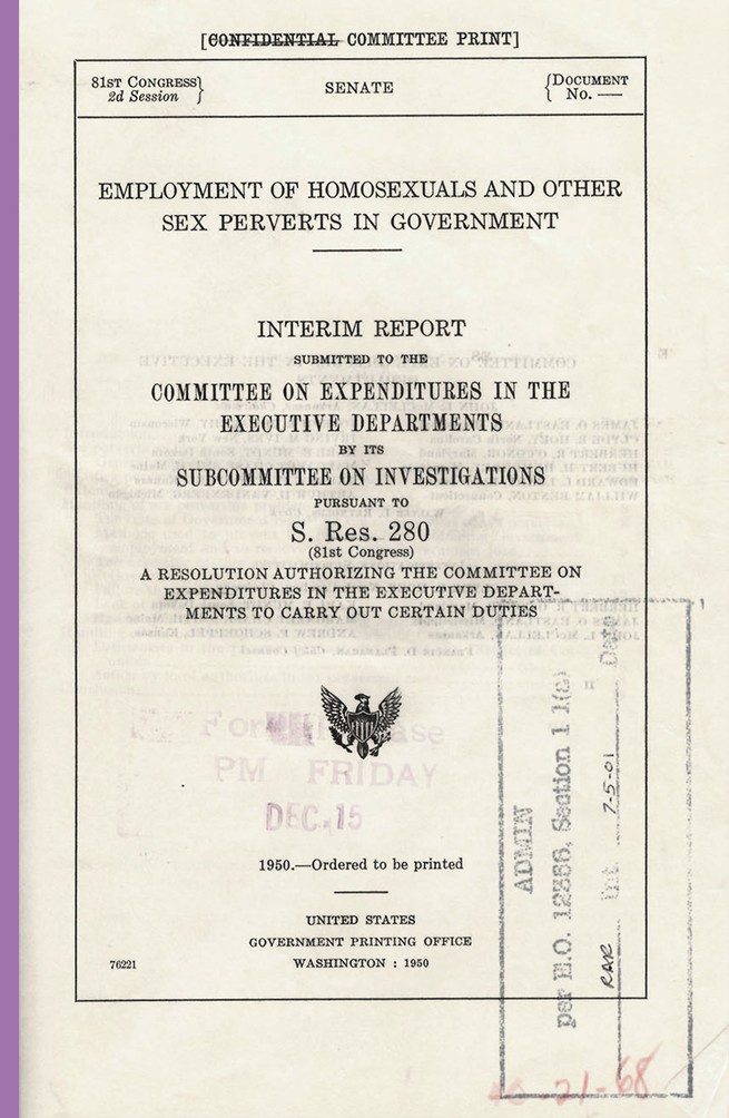 government report on homosexuals  holding government jobs
