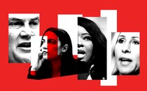 Photo collage depicting congressional members James Comer, Jasmine Crockett, Alexandria Ocasio-Cortez, and Marjorie Taylor Greene