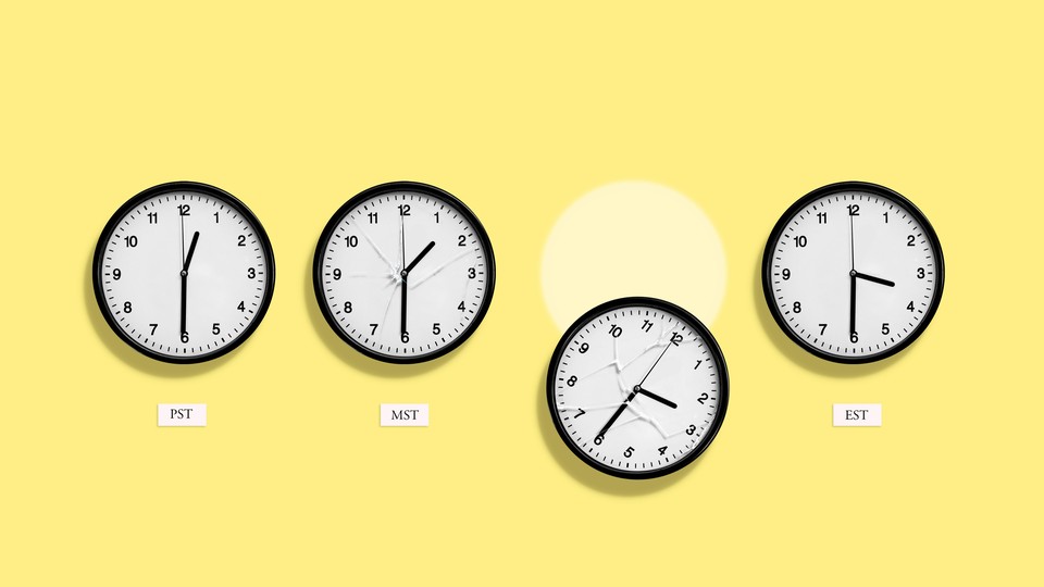 four clocks showing different time zones