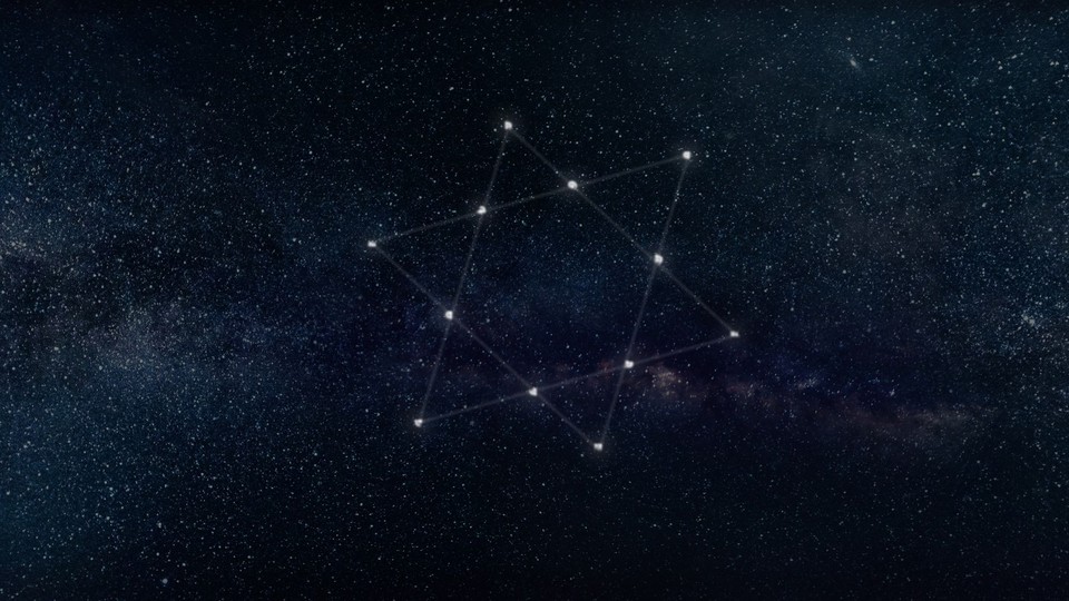 A Star of David constellation on a sky of stars