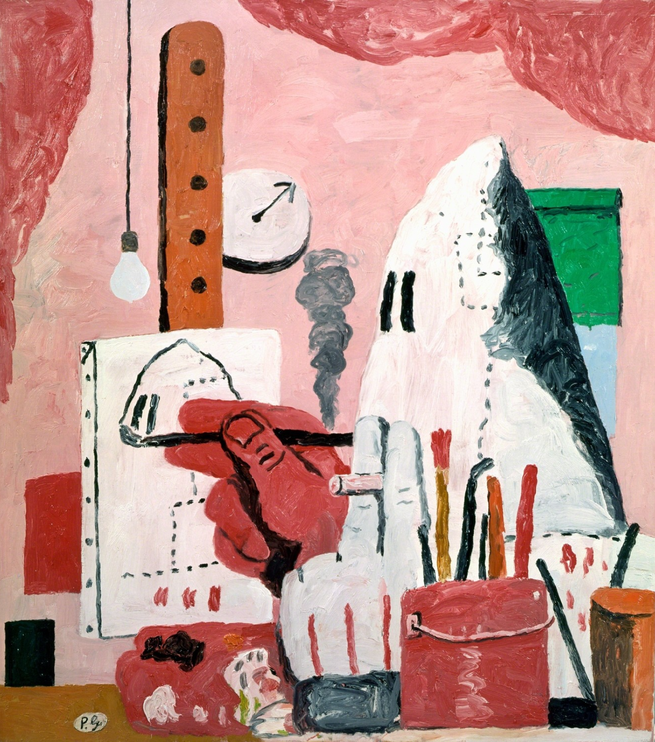 Philip Guston painting showing a hooded figure painting himself