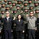 Taiwan's President Tsai Ing-wen visits with Taiwanese soldiers.