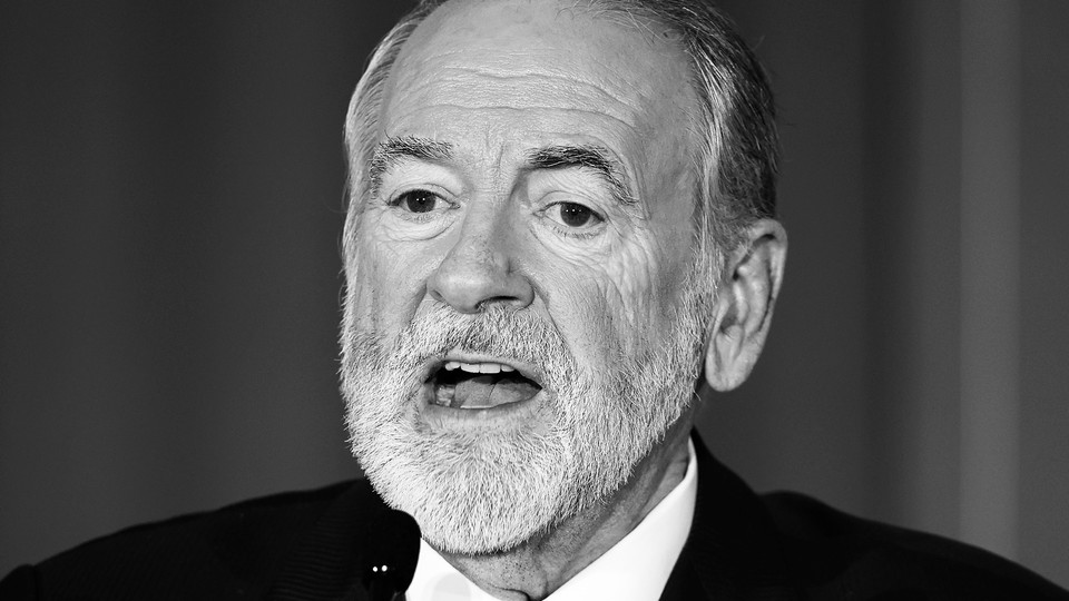 Black and white photo of Mike Huckabee