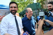 Zohran Mamdani campaigning with Brad Lander