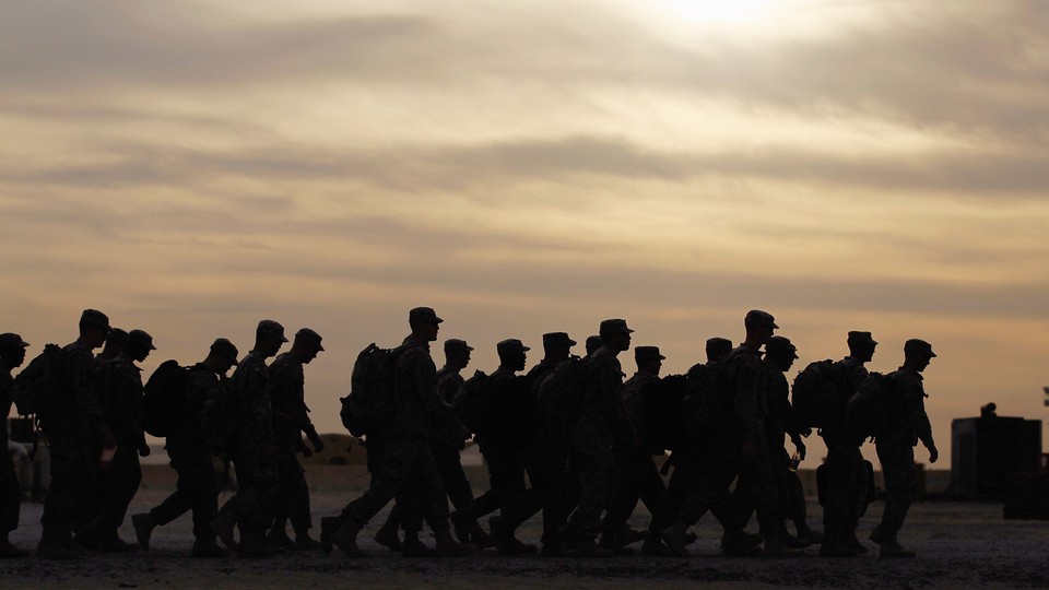 Silhouettes of soldiers