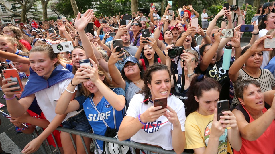 Fans at the parade for the United States women's national soccer team in New York City
