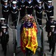 Queen Elizabeth's coffin in a procession