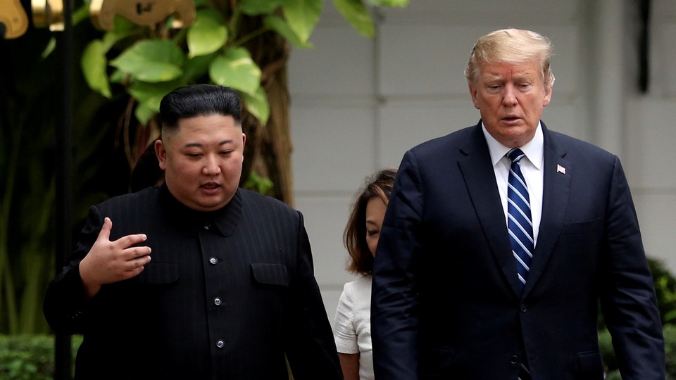 Kim Jong Un and Donald Trump during the second North Korea–U.S. summit