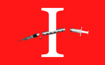 Illustration of the letter "I" and a broken syringe