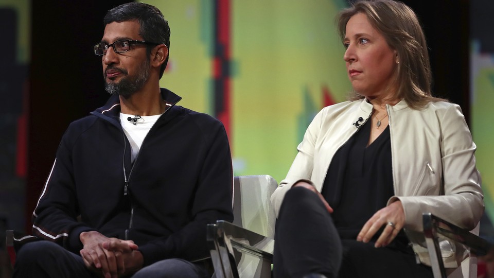 Google CEO Sundar Pichai and YouTube CEO Susan Wojcicki seated side by side