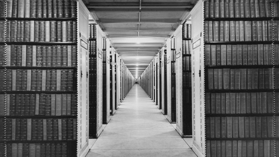 books in shelves black and white
