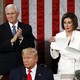 Nancy Pelosi ripping President Trump's speech in half during the State of the Union address.