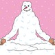 A snowman sitting like Buddha