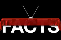 The word "facts," shaped to resemble a television