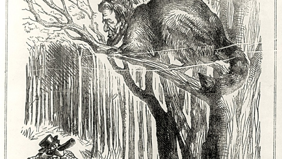 Lincoln as a frightened raccoon, <i>Punch</i>, January 11, 1862