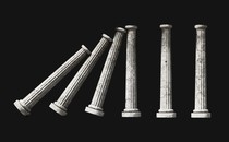 row of roman columns falling onto each other