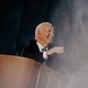 Joe Biden smiling onstage at the DNC