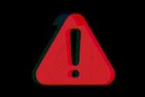 Animation of a glitching warning sign