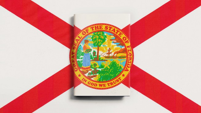 Florida's state flag with a book on top