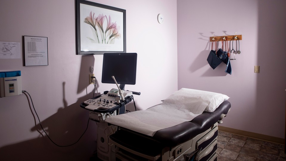 An exam room in an abortion clinic