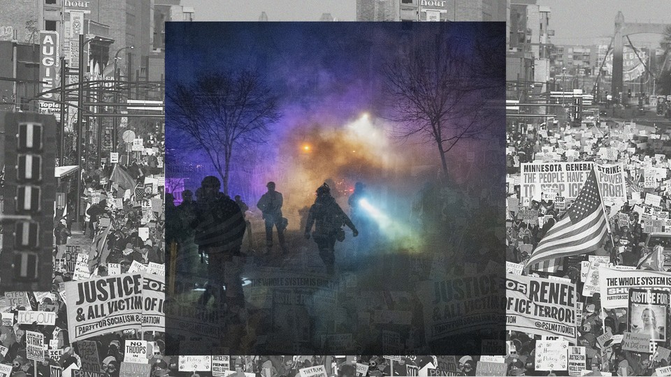 Photo illustration of crowds in Minneapolis