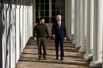 Volodymyr Zelensky and Joe Biden.