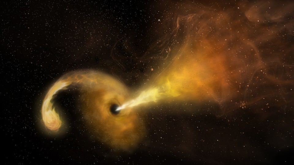 Artist's depiction of a black hole eating a nearby star