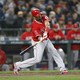 Los Angeles Angels first baseman Albert Pujols (5) connects on his 3,000th career hit against the Seattle Mariners during the fifth inning at Safeco Field