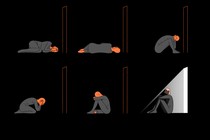 An illustrated person dealing with different waves of grief