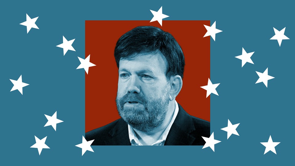 Photo of guest against blue background and falling white stars.