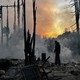 A photo of a smoldering L.A. neighborhood