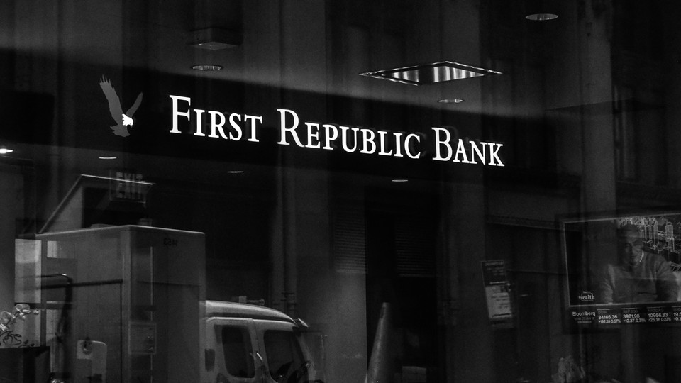 Signage at a First Republic Bank branch in New York.