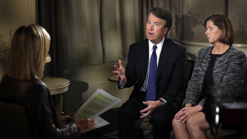 Brett Kavanaugh and his wife, Ashley Kavanaugh, during a Fox News interview by Martha MacCallum on Monday, September 24